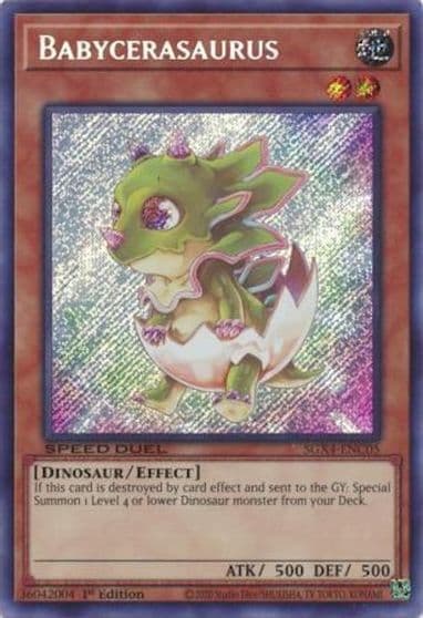 Babycerasaurus Secret Rare Speed Duel GX: Midterm Destruction Yu-Gi-Oh! card
