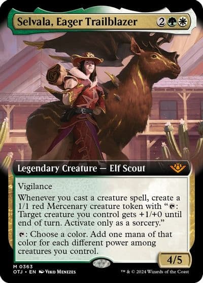 Selvala Eager Trailblazer Extended Art Outlaws of Thunder Junction Magic card