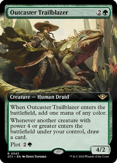 Outcaster Trailblazer Extended Art Outlaws of Thunder Junction Magic card