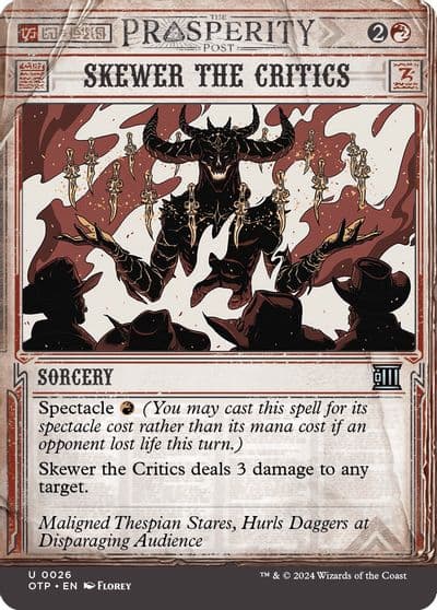 Skewer the Critics Outlaws of Thunder Junction: Breaking News Magic card