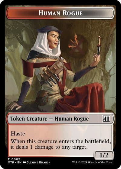 Human Rogue Plot Double Sided Token Outlaws of Thunder Junction: Breaking News Magic card