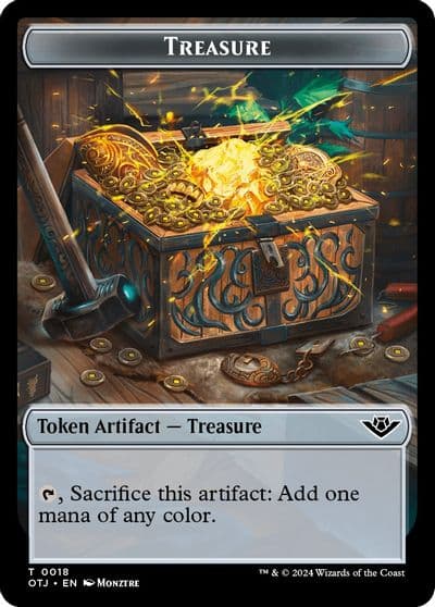 Treasure Dinosaur Double Sided Token Outlaws of Thunder Junction Magic card