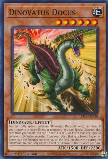 Dinovatus Docus Legacy of Destruction Yu-Gi-Oh! card