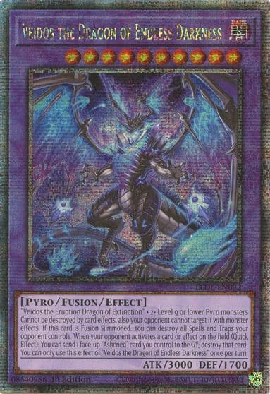 Veidos the Dragon of Endless Darkness Quarter Century Secret Rare Legacy of Destruction Yu-Gi-Oh! card
