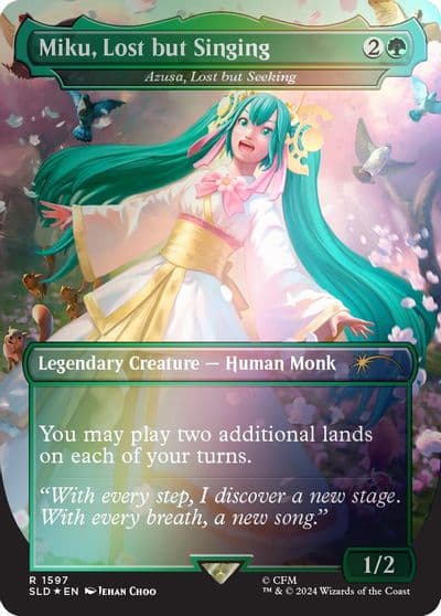 Miku Lost but Singing Azusa Lost but Seeking Rainbow Foil Secret Lair Drop Series Magic card