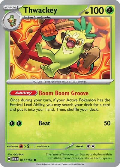 Thwackey SV06: Twilight Masquerade Pokemon card