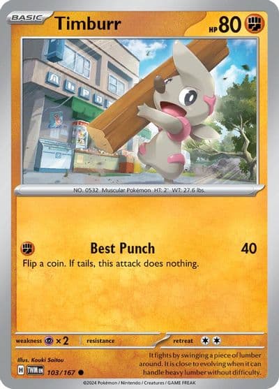 Timburr SV06: Twilight Masquerade Pokemon card