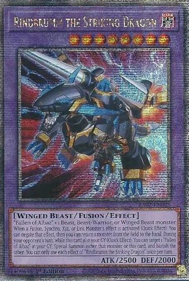 Rindbrumm the Striking Dragon Quarter Century Secret Rare 25th Anniversary Rarity Collection II Yu-Gi-Oh! card