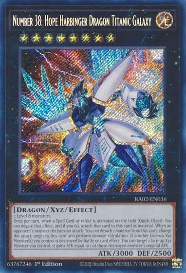 Number 38 Hope Harbinger Dragon Titanic Galaxy Secret Rare 25th Anniversary Rarity Collection II Yu-Gi-Oh! card