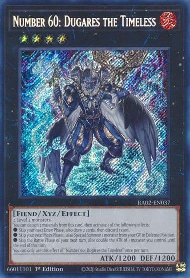 Number 60 Dugares the Timeless Secret Rare 25th Anniversary Rarity Collection II Yu-Gi-Oh! card