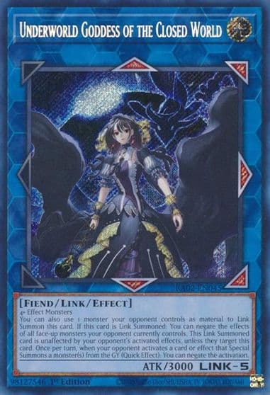 Underworld Goddess of the Closed World Secret Rare 25th Anniversary Rarity Collection II Yu-Gi-Oh! card