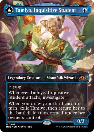 Tamiyo Inquisitive Student Borderless Textured Foil Modern Horizons 3 Magic card