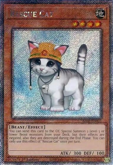 Rescue Cat Platinum Secret Rare 25th Anniversary Rarity Collection II Yu-Gi-Oh! card