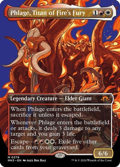 Phlage Titan of Fires Fury Borderless Modern Horizons 3 Magic card