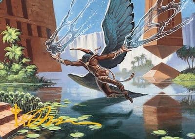 Nadu Winged Wisdom Art Card Gold Stamped Signature Art Series: Modern Horizons 3 Magic card