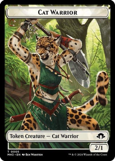 Cat Warrior Energy Reserve Double Sided Token Modern Horizons 3 Magic card