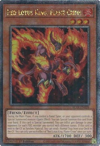 Red Lotus King Flame Crime Quarter Century Secret Rare Battles of Legend: Terminal Revenge Yu-Gi-Oh! card