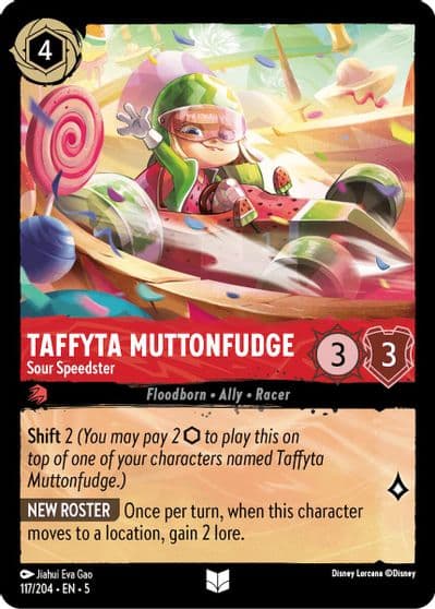Taffyta Muttonfudge Sour Speedster Shimmering Skies Lorcana card