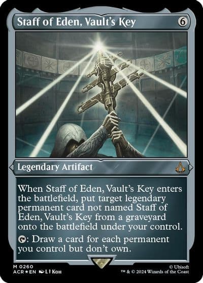 Staff of Eden Vaults Key Foil Etched Universes Beyond: Assassin's Creed Magic card