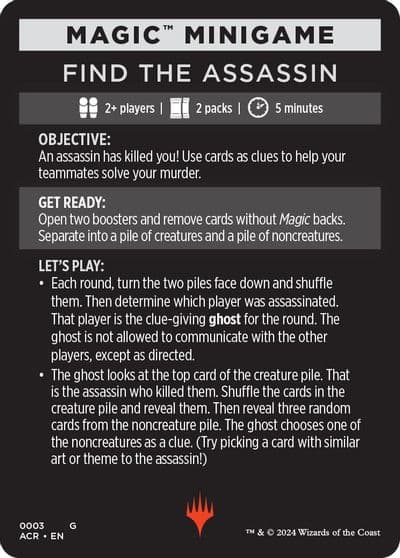 Magic Minigame Find The Assassin Universes Beyond: Assassin's Creed Magic card
