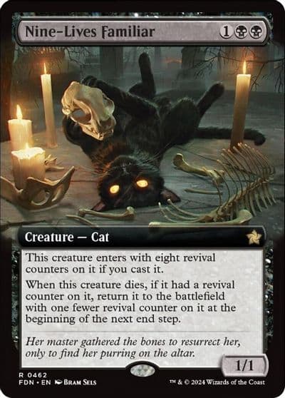 Nine Lives Familiar Extended Art Foundations Magic card