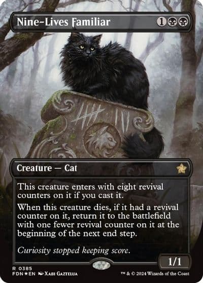 Nine Lives Familiar Borderless Mana Foil Foundations Magic card
