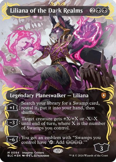Liliana of the Dark Realms Borderless Raised Foil Commander: Bloomburrow Magic card