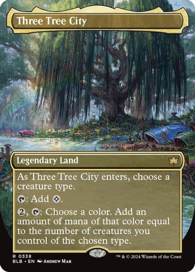 Three Tree City Borderless 0338 Bloomburrow Magic card