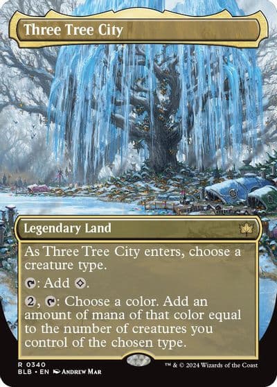 Three Tree City Borderless 0340 Bloomburrow Magic card