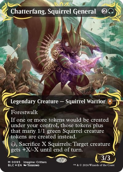 Chatterfang Squirrel General Borderless Raised Foil Commander: Bloomburrow Magic card
