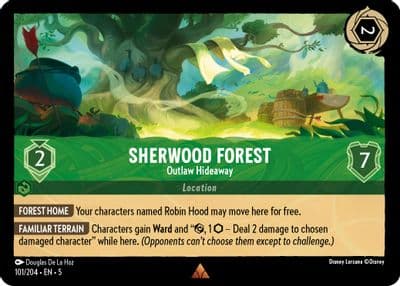 Sherwood Forest Outlaw Hideaway Shimmering Skies Lorcana card
