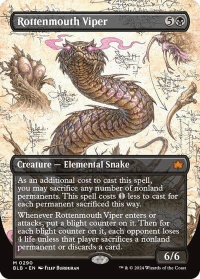 Rottenmouth Viper Borderless Bloomburrow Magic card