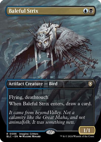 Baleful Strix Borderless Commander: Bloomburrow Magic card