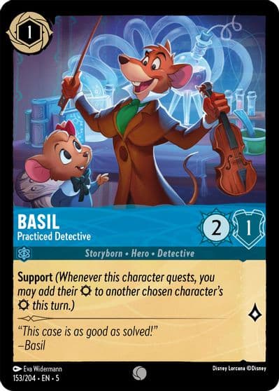 Basil Practiced Detective Shimmering Skies Lorcana card