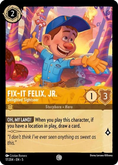 Fix It Felix Jr Delighted Sightseer Shimmering Skies Lorcana card