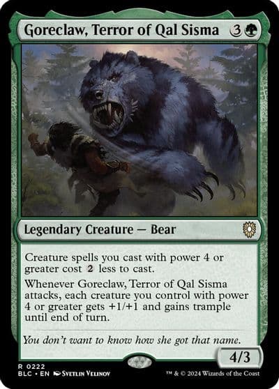 Goreclaw Terror of Qal Sisma Commander: Bloomburrow Magic card