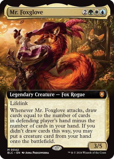 Mr Foxglove Extended Art Commander: Bloomburrow Magic card