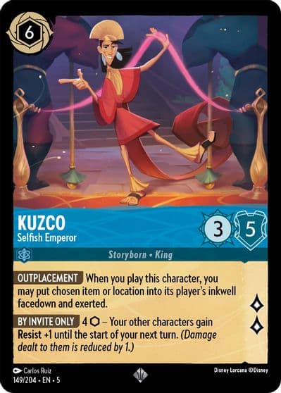 Kuzco Selfish Emperor Shimmering Skies Lorcana card
