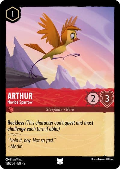 Arthur Novice Sparrow Shimmering Skies Lorcana card