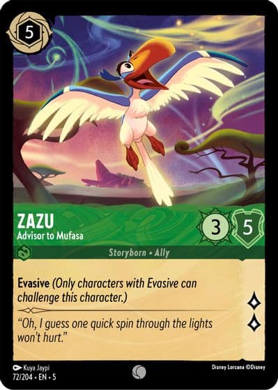 Zazu Advisor to Mufasa Shimmering Skies Lorcana card