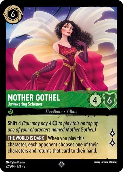 Mother Gothel Unwavering Schemer Shimmering Skies Lorcana card