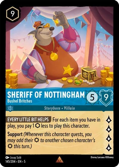 Sheriff of Nottingham Bushel Britches Shimmering Skies Lorcana card