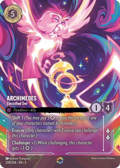 Archimedes Electrified Owl Enchanted Shimmering Skies Lorcana card
