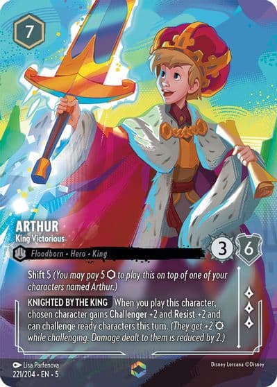 Arthur King Victorious Enchanted Shimmering Skies Lorcana card