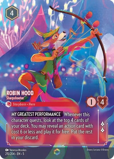 Robin Hood Sharpshooter Enchanted Shimmering Skies Lorcana card