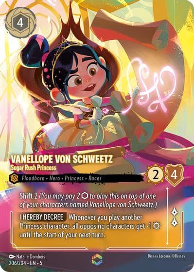 Vanellope von Schweetz Sugar Rush Princess Enchanted Shimmering Skies Lorcana card