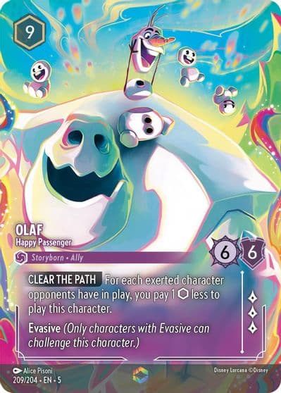 Olaf Happy Passenger Enchanted Shimmering Skies Lorcana card