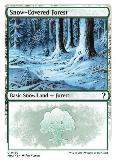Snow Covered Forest White Border Mystery Booster 2 Magic card