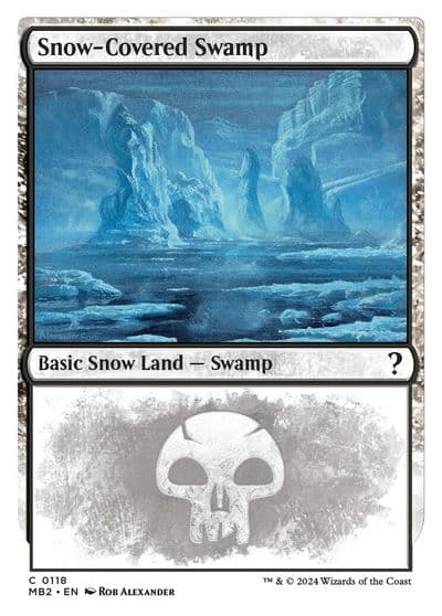 Snow Covered Swamp White Border Mystery Booster 2 Magic card