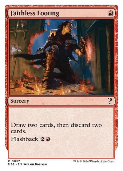 Faithless Looting White Border Mystery Booster 2 Magic card